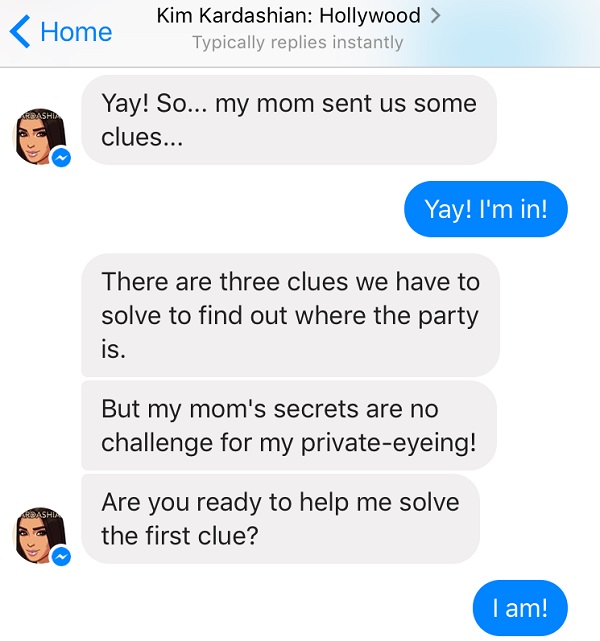 金·卡戴珊在facebook messenger推出同名聊天机器人